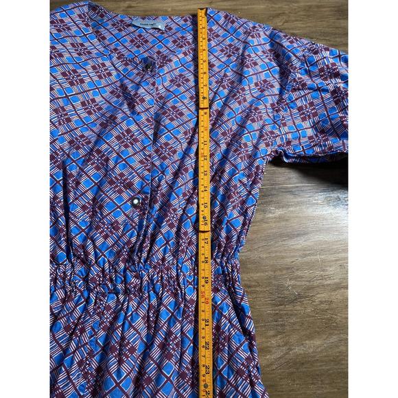 Rachel Comey Holt Geometric Print Purple Blue Puff Sleeve Ankle Jumpsuit Size 6 - Picture 14 of 14